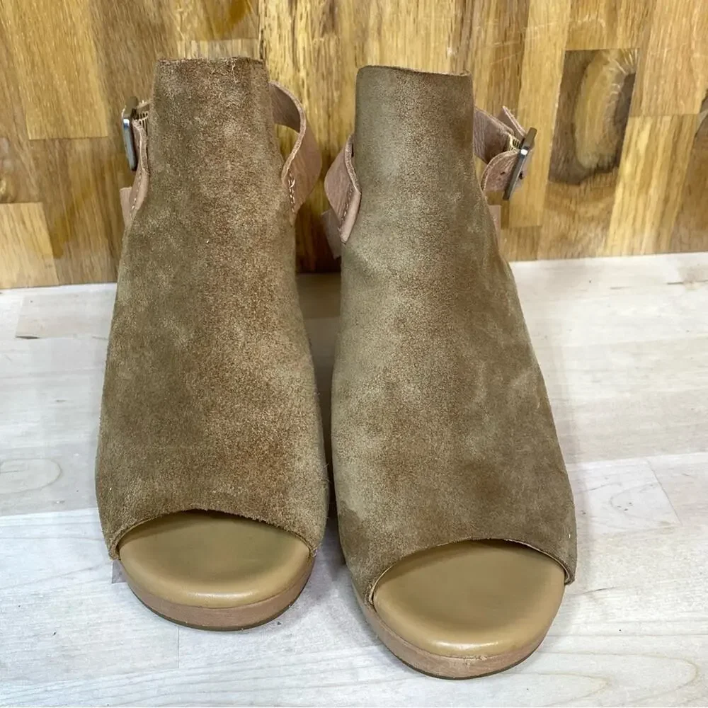 Kork Ease Hopi Suede Leather Peep Toe Sculpted Chunky Heel 7